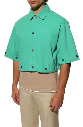 Мужская хлопковая куртка JACQUEMUS зеленого цвета, арт. 225SH015-1046 | Фото 6 (Кросс-КТ: Куртка, Ветровка; Рукава: Длинные; Длина (верхняя одежда): До середины бедра; Материал внешний: Хлопок; Стили: Минимализм)