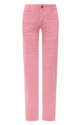 Женские брюки из хлопка и вискозы BOTTEGA VENETA розового цвета, арт. 690528/V1LW0 | Фото 1 (Материал внешний: Хлопок; Длина (брюки, джинсы): Удлиненные; Женское Кросс-КТ: Брюки-одежда; Силуэт Ж (брюки и джинсы): Прямые)