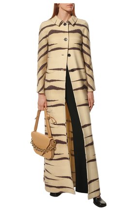 Женское шерстяное пальто VALENTINO бежевого цвета, арт. XB0CA66576Y | Фото 2 (Длина (верхняя одежда): Длинные; Материал внешний: Шерсть; Рукава: Длинные; 1-2-бортные: Однобортные; Стили: Романтичный)