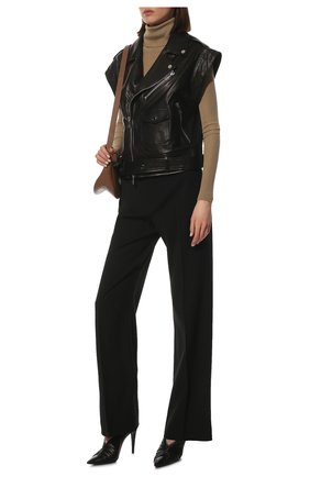 Женский кожаный жилет DROME черного цвета, арт. DPD3175P/D1098P | Фото 2 (Материал подклада: Вискоза; Длина (верхняя одежда): Короткие; Материал внешний: Натуральная кожа; Стили: Гранж; Женское Кросс-КТ: Жилет-одежда; Кросс-КТ: Куртка)