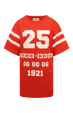 Женская хлопковая футболка GUCCI красного цвета по цене 54650 руб., арт. 660744/XJD09 | Фото 1 Женская хлопковая футболка GUCCI красного цвета, арт. 660744/XJD09 | Фото 1 (Материал внешний: Хлопок; Рукава: Короткие; Длина (для топов): Удлиненные; Женское Кросс-КТ: Футболка-одежда; Принт: С принтом; Стили: Спорт-шик)