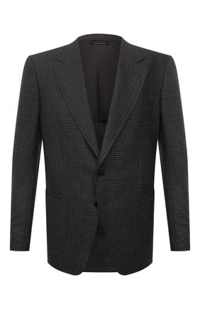 Мужской шерстяной пиджак TOM FORD темно-серого цвета по цене 385500 руб., арт. 322R84/15ER40 | Фото 1 Мужской шерстяной пиджак TOM FORD темно-серого цвета, арт. 322R84/15ER40 | Фото 1 (Длина (для топов): Стандартные; Материал подклада: Шелк, Купро; Материал внешний: Шерсть; Рукава: Длинные; 1-2-бортные: Однобортные; Пиджаки М: Прямой; Случай: Повседневный; Стили: Кэжуэл)