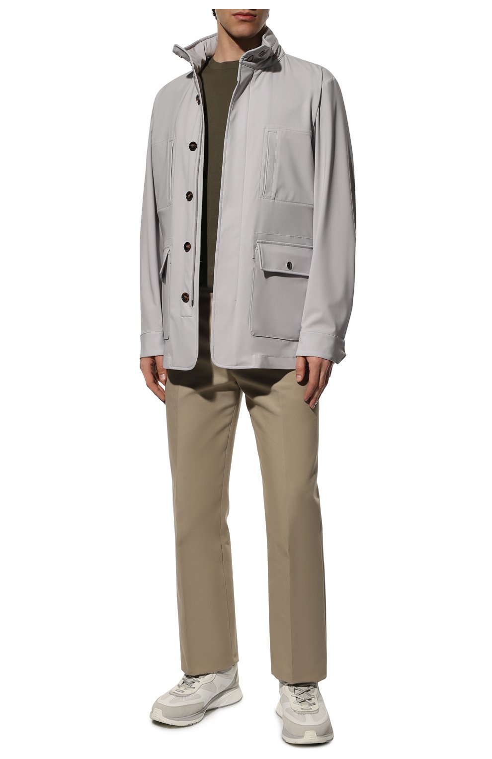 Мужская шерстяная куртка KIRED светло-серого цвета, арт. WY0SHIW7505002000 | Фото 2 (Кросс-КТ: Куртка; Мужское Кросс-КТ: шерсть и кашемир; Материал внешний: Шерсть; Рукава: Длинные; Длина (верхняя одежда): Короткие; Стили: Кэжуэл)