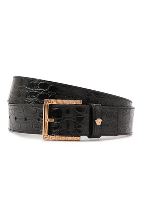 Мужской кожаный ремень VERSACE черного цвета по цене 45050 руб., арт. 1001061/1A00866 | Фото 1 Мужской кожаный ремень VERSACE черного цвета, арт. 1001061/1A00866 | Фото 1 (Случай: Повседневный; Материал: Натуральная кожа)