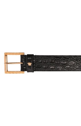 Мужской кожаный ремень VERSACE черного цвета по цене 45050 руб., арт. 1001061/1A00866 | Фото 4 Мужской кожаный ремень VERSACE черного цвета, арт. 1001061/1A00866 | Фото 4 (Случай: Повседневный; Материал: Натуральная кожа)
