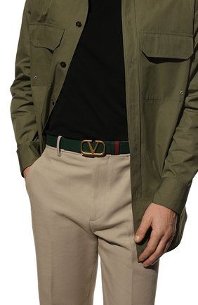 Мужской кожаный ремень VALENTINO темно-зеленого цвета по цене 49950 руб., арт. XY0T0T47/NVP | Фото 2 Мужской кожаный ремень VALENTINO темно-зеленого цвета, арт. XY0T0T47/NVP | Фото 2 (Случай: Повседневный; Материал: Натуральная кожа)