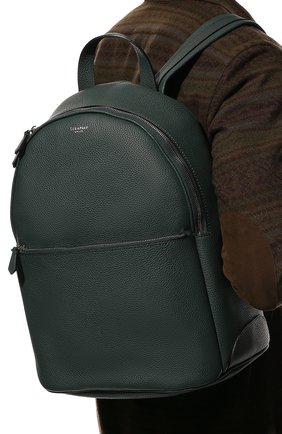 Мужской кожаный рюкзак SERAPIAN темно-зеленого цвета, арт. SRCCHMLL692431B | Фото 2 (Материал: Натуральная кожа; Размер: large; Стили: Классический)