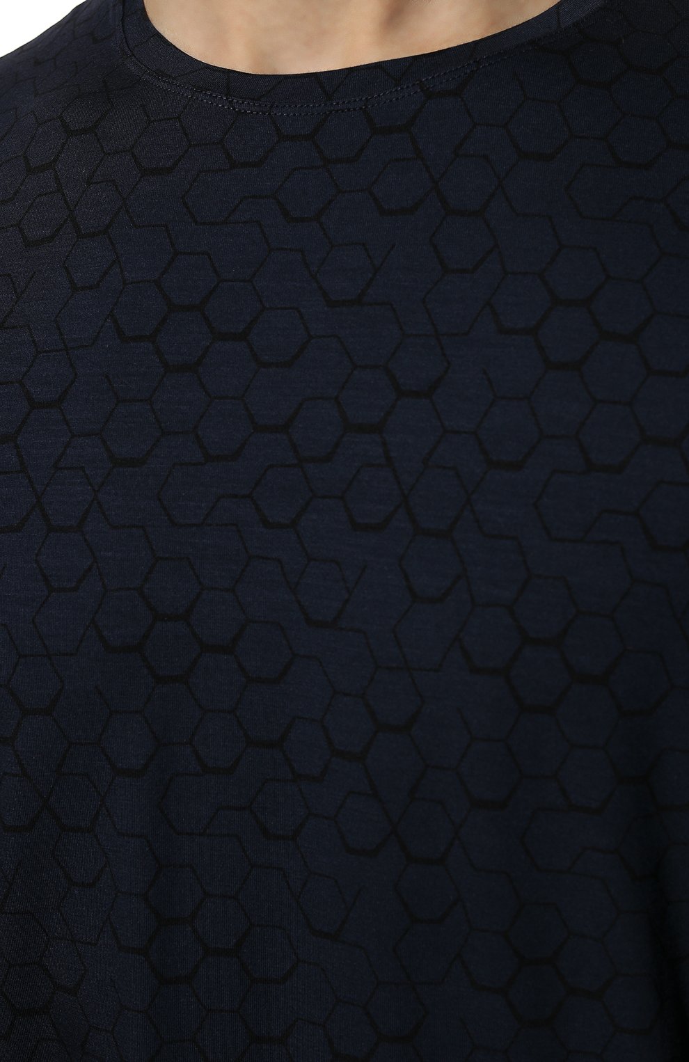 Мужская футболка DEREK ROSE темно-синего цвета, арт. 3048-L0ND006 | Фото 5 (Кросс-КТ: домашняя одежда; Рукава: Короткие; Материал внешний: Синтетический материал; Длина (для топов): Стандартные)