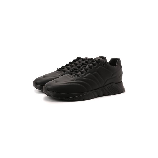 Кожаные кроссовки Giorgio Armani черного цвета