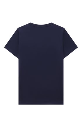 Детская хлопковая футболка VERSACE синего цвета, арт. 1000239/1A03019/4A-6A | Фото 2 (Материал внешний: Хлопок; Рукава: Короткие; Ростовка одежда: 4 года | 104 см, 6 лет | 116 см)