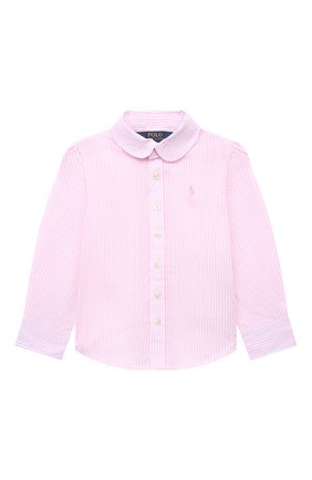 Детское хлопковая блузка POLO RALPH LAUREN розового цвета, арт. 311860112 | Фото 1 (Рукава: Длинные; Материал внешний: Хлопок; Ростовка одежда: 2 года | 92 см, 3 года | 98 см, 4 года | 104 см)