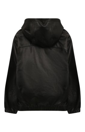 Детского кожаная куртка DOLCE & GABBANA черного цвета, арт. L42B31/G7B0G/2-6 | Фото 2 (Материал внешний: Натуральная кожа; Материал утеплителя: Шерсть; Рукава: Длинные)