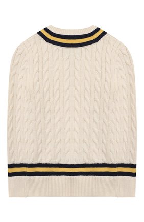 Детский хлопковый пуловер POLO RALPH LAUREN кремвого цвета, арт. 323862030 | Фото 2 (Материал внешний: Хлопок; Рукава: Длинные; Мальчики Кросс-КТ: Пуловер-одежда)