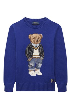 Детский хлопковый пуловер POLO RALPH LAUREN синего цвета, арт. 322862031 | Фото 1 (Материал внешний: Хлопок; Рукава: Длинные; Мальчики Кросс-КТ: Пуловер-одежда)
