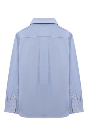 Детская хлопковая рубашка RALPH LAUREN голубого цвета, арт. 322819238 | Фото 2 (Материал внешний: Хлопок; Рукава: Длинные; Стили: Классический; Мальчики-школьная форма: Рубашки)
