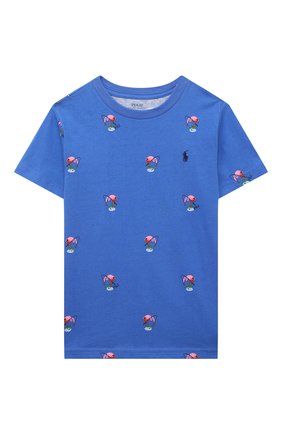 Детская хлопковая футболка POLO RALPH LAUREN синего цвета, арт. 321861438 | Фото 1 (Материал внешний: Хлопок; Рукава: Короткие)