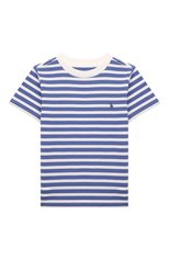 Детская хлопковая футболка POLO RALPH LAUREN голубого цвета, арт. 321861429 | Фото 1 (Рукава: Короткие; Материал внешний: Хлопок; Мальчики Кросс-КТ: Футболка-одежда)