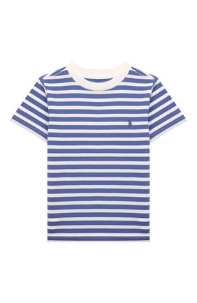 Детская хлопковая футболка POLO RALPH LAUREN голубого цвета, арт. 321861429 | Фото 1 (Рукава: Короткие; Материал внешний: Хлопок)