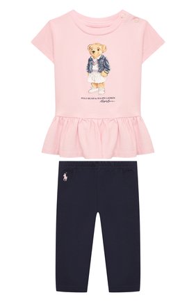 Детский комплект из футболки и брюк POLO RALPH LAUREN розового цвета, арт. 310865452 | Фото 1 (Кросс-КТ НВ: Костюм)