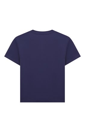 Детская хлопковая футболка BALENCIAGA темно-синего цвета, арт. 681864/TMV83 | Фото 2 (Материал внешний: Хлопок; Рукава: Короткие; Мальчики Кросс-КТ: Футболка-одежда)