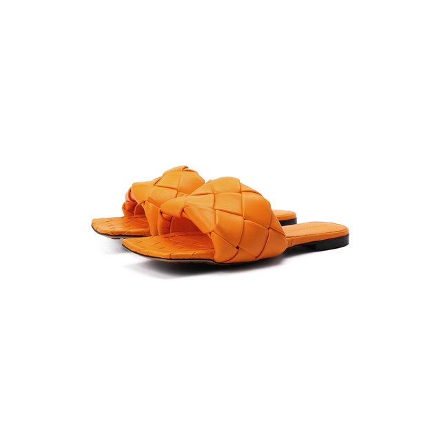Кожаные шлепанцы Lido Bottega Veneta оранжевого цвета
