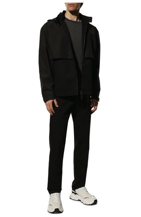 Мужские брюки TRANSIT черного цвета, арт. CFUTRQA100 | Фото 2 (Длина (брюки, джинсы): Стандартные; Материал внешний: Хлопок; Случай: Повседневный; Стили: Кэжуэл)