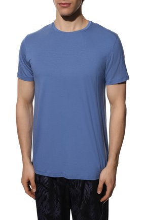 Мужская футболка DEREK ROSE голубого цвета, арт. 3048-BASE012 | Фото 3 (Кросс-КТ: домашняя одежда; Рукава: Короткие; Материал внешний: Синтетический материал; Длина (для топов): Стандартные)
