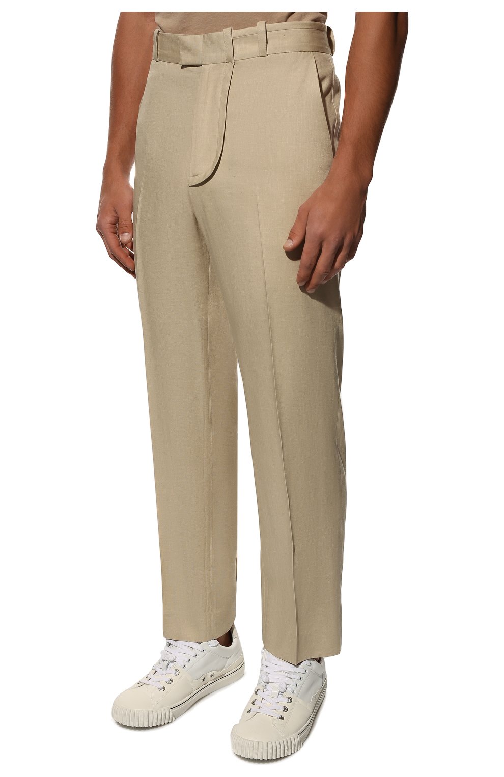 Мужские брюки из вискозы и льна JACQUEMUS бежевого цвета, арт. 225PA012-1011 | Фото 3 (Силуэт М (брюки): Чиносы; Длина (брюки, джинсы): Стандартные; Случай: Повседневный; Материал внешний: Вискоза; Стили: Минимализм)