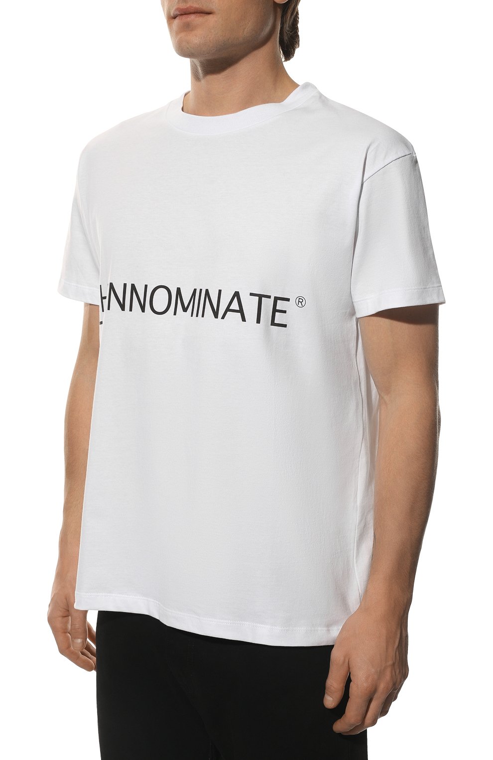 Мужская хлопковая футболка HINNOMINATE белого цвета, арт. HUS2/HNM67STMM | Фото 3 (Рукава: Короткие; Длина (для топов): Стандартные; Принт: С принтом; Материал внешний: Хлопок; Стили: Спорт-шик)