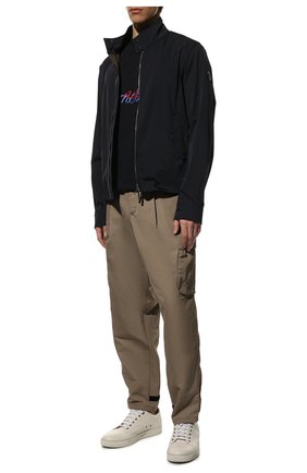 Мужская куртка cathala MONCLER темно-синего цвета, арт. H1-091-1A001-10-595R7 | Фото 2 (Рукава: Длинные; Материал внешний: Синтетический материал; Длина (верхняя одежда): Короткие; Кросс-КТ: Куртка, Ветровка; Стили: Кэжуэл)