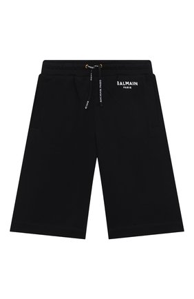 Детские хлопковые шорты BALMAIN черного цвета, арт. 6Q6D39 | Фото 1 (Материал внешний: Хлопок)
