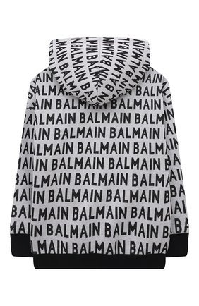 Детский хлопковое худи BALMAIN черно-белого цвета, арт. 6Q4720 | Фото 2 (Материал внешний: Хлопок; Рукава: Длинные; Мальчики Кросс-КТ: Худи-одежда)