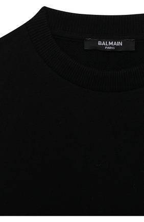 Детский хлопковый свитшот BALMAIN черного цвета, арт. 6Q4730 | Фото 3 (Рукава: Длинные; Материал внешний: Хлопок; Мальчики Кросс-КТ: Свитшот-одежда)