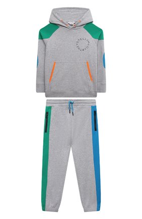 Детского комплект из худи и брюк STELLA MCCARTNEY серого цвета, арт. 8Q3ML0 | Фото 1 (Рукава: Длинные; Материал внешний: Хлопок)
