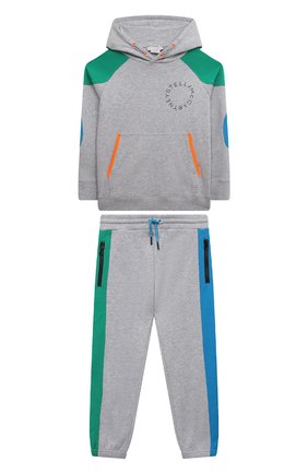 Детского комплект из худи и брюк STELLA MCCARTNEY серого цвета по цене 22650 руб., арт. 8Q3ML0 | Фото 1 Детского комплект из худи и брюк STELLA MCCARTNEY серого цвета, арт. 8Q3ML0 | Фото 1 (Рукава: Длинные; Материал внешний: Хлопок)