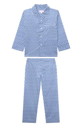 Женская хлопковая пижама DEREK ROSE голубого цвета, арт. 7025-NELS087 | Фото 1 (Рукава: Длинные; Материал внешний: Хлопок)