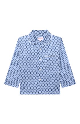 Женская хлопковая пижама DEREK ROSE голубого цвета, арт. 7025-NELS087 | Фото 2 (Рукава: Длинные; Материал внешний: Хлопок)