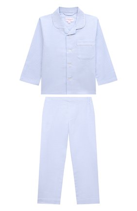 Женская хлопковая пижама DEREK ROSE голубого цвета, арт. 7025-KELB023 | Фото 1 (Материал внешний: Хлопок; Рукава: Длинные)