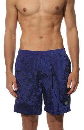 Мужские плавки-шорты STONE ISLAND синего цвета, арт. 7615B0943 | Фото 2 (Материал внешний: Синтетический материал; Мужское Кросс-КТ: плавки-шорты; Принт: Без принта)