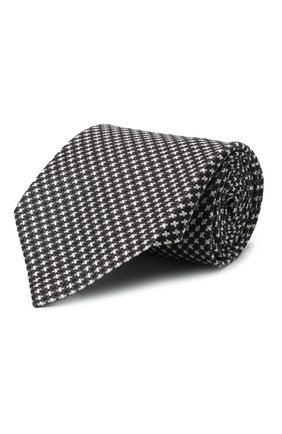 Мужской шелковый галстук TOM FORD черно-белого цвета, арт. 3TF32/XTF | Фото 1 (Материал: Шелк, Текстиль; Принт: С принтом)