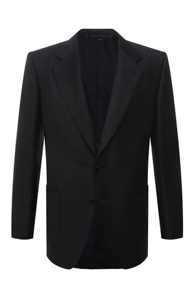 Мужской шерстяной пиджак TOM FORD темно-синего цвета по цене 353500 руб., арт. 318R01/11A740 | Фото 1 Мужской шерстяной пиджак TOM FORD темно-синего цвета, арт. 318R01/11A740 | Фото 1 (Материал внешний: Шерсть; Материал подклада: Купро, Шелк; Рукава: Длинные; Длина (для топов): Стандартные; Пиджаки М: Приталенный; 1-2-бортные: Однобортные; Случай: Формальный; Стили: Классический)