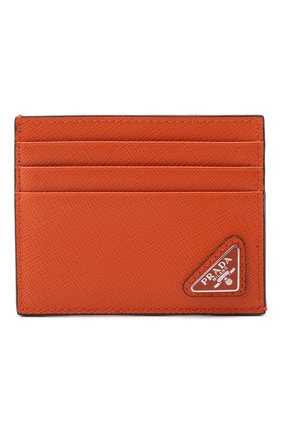 Мужской кожаный футляр для кредитных карт PRADA оранжевого цвета, арт. 2MC223-QHH-F0S73 | Фото 1 (Материал: Натуральная кожа)