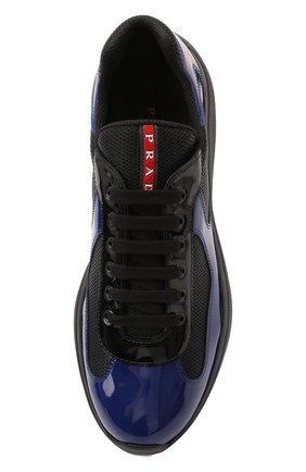 Мужские комбинированные кроссовки PRADA синего цвета, арт. 4E3400-3LGP-F017C | Фото 6 (Материал внешний: Кожа; Стили: Классический; Материал утеплителя: Без утеплителя)