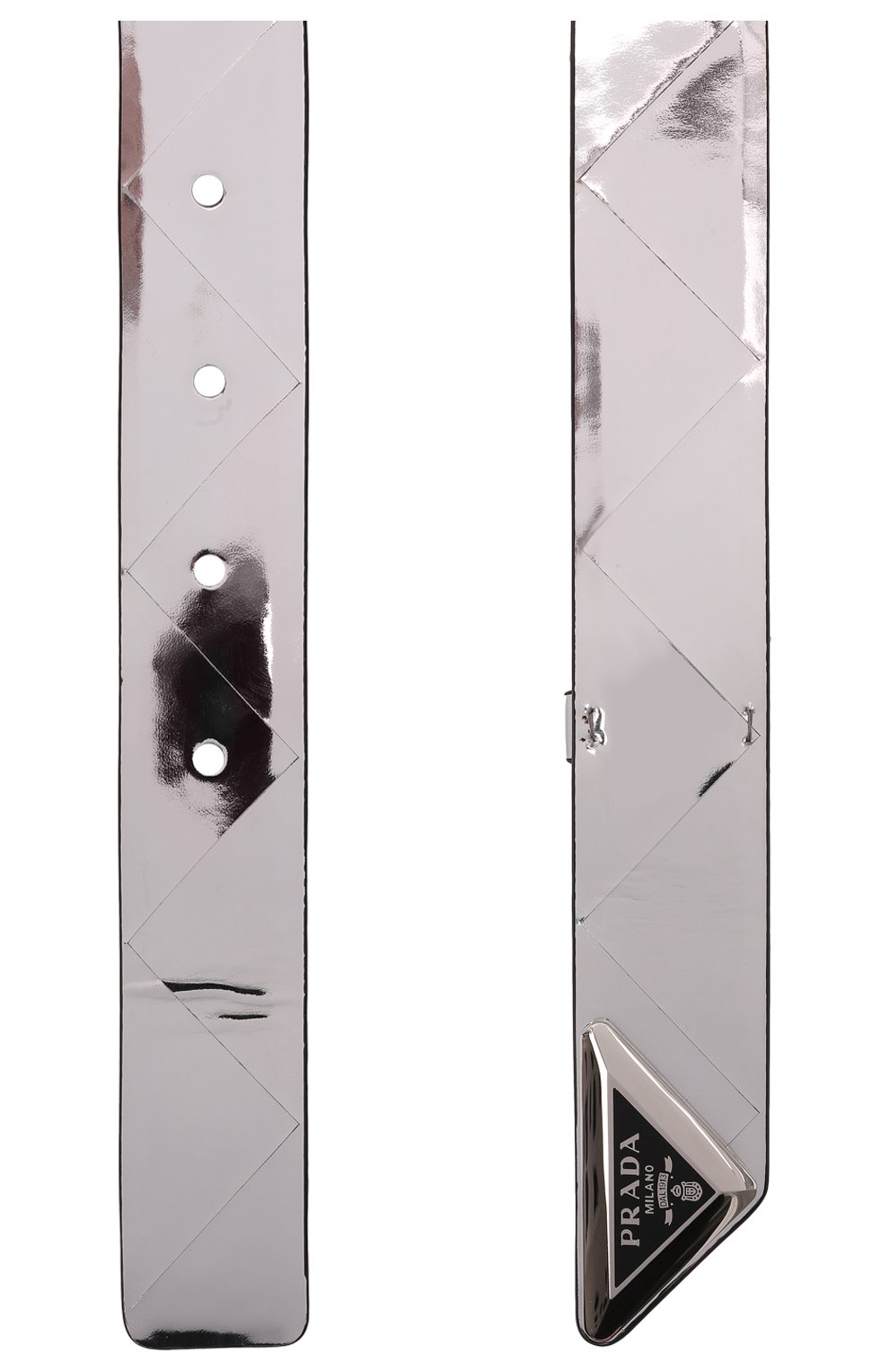 Мужской кожаный ремень PRADA серебряного цвета, арт. 2CM251-ZO6-F0118 | Фото 2 (Случай: Повседневный; Материал: Натуральная кожа)