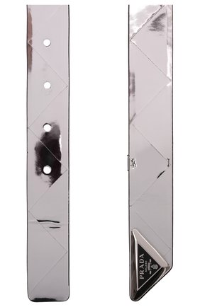 Мужской кожаный ремень PRADA серебряного цвета, арт. 2CM251-ZO6-F0118 | Фото 2 (Материал: Натуральная кожа; Случай: Повседневный)