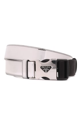 Мужской кожаный ремень PRADA серебряного цвета по цене 65000 руб., арт. 2CM253-ZO6-F0118 | Фото 1 Мужской кожаный ремень PRADA серебряного цвета, арт. 2CM253-ZO6-F0118 | Фото 1 (Случай: Повседневный; Материал: Натуральная кожа)