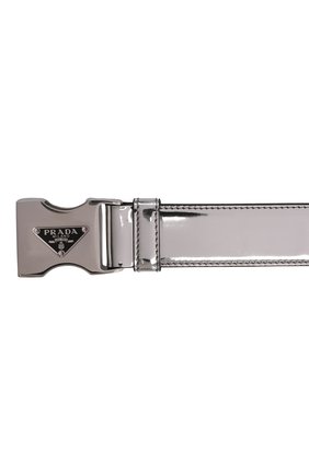 Мужской кожаный ремень PRADA серебряного цвета по цене 65000 руб., арт. 2CM253-ZO6-F0118 | Фото 3 Мужской кожаный ремень PRADA серебряного цвета, арт. 2CM253-ZO6-F0118 | Фото 3 (Случай: Повседневный; Материал: Натуральная кожа)
