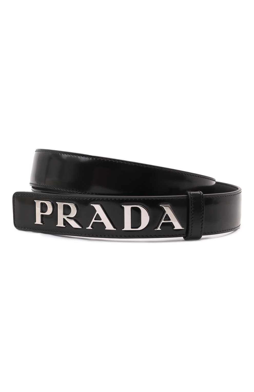 Мужской кожаный ремень PRADA черного цвета, арт. 2CM249-ZO6-F0002 | Фото 1 (Случай: Повседневный; Материал: Натуральная кожа)
