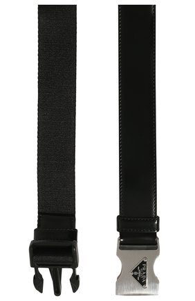 Мужской кожаный ремень PRADA черного цвета по цене 65000 руб., арт. 2CM253-ZO6-F0002 | Фото 3 Мужской кожаный ремень PRADA черного цвета, арт. 2CM253-ZO6-F0002 | Фото 3 (Случай: Повседневный; Материал: Натуральная кожа)