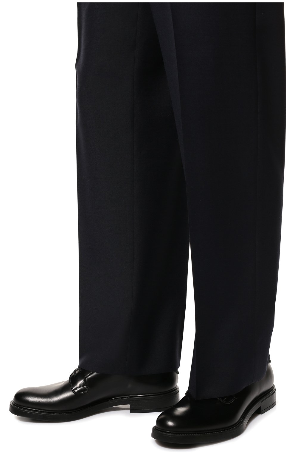 Мужские кожаные дерби PRADA черного цвета, арт. 2EG394-B4L-F0002-G000 | Фото 3 (Материал внешний: Кожа; Стили: Классический)